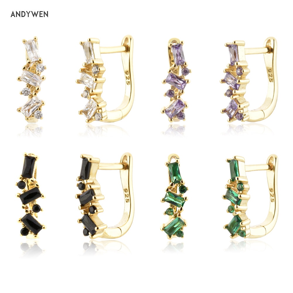ANDYWEN    CZ Square Crystal Hoops Ǿ..